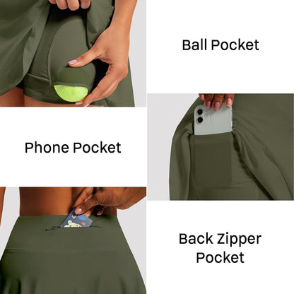 Women'S High Waist Pleated Tennis Skirt with 4 Pockets Lightweight Athletic Golf Skorts Skirts for Running Workout
