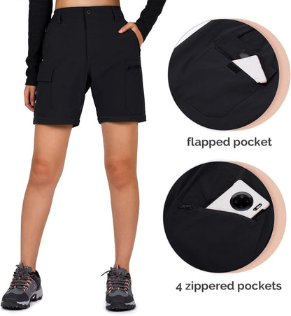 Women'S-Hiking-Pants-Convertible Quick-Dry-Stretch-Lightweight Zip-Off Outdoor Pants with 5 Deep Pockets