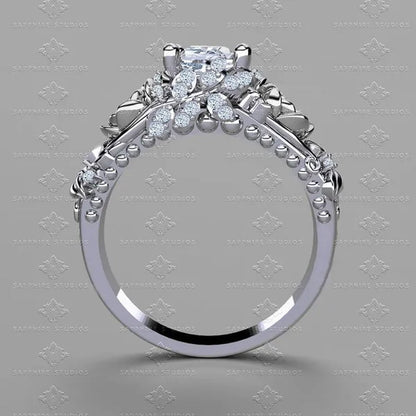 Women's Jewelry 925 Silver&Rose Gold White Sapphire Diamond Rose Flower Ring Bridal Wedding Engagement Ring