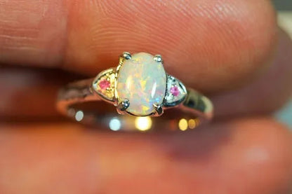 Women's Jewelry Oval Fire Opal&Ruby 925 Sterling Silver Rings 5-10