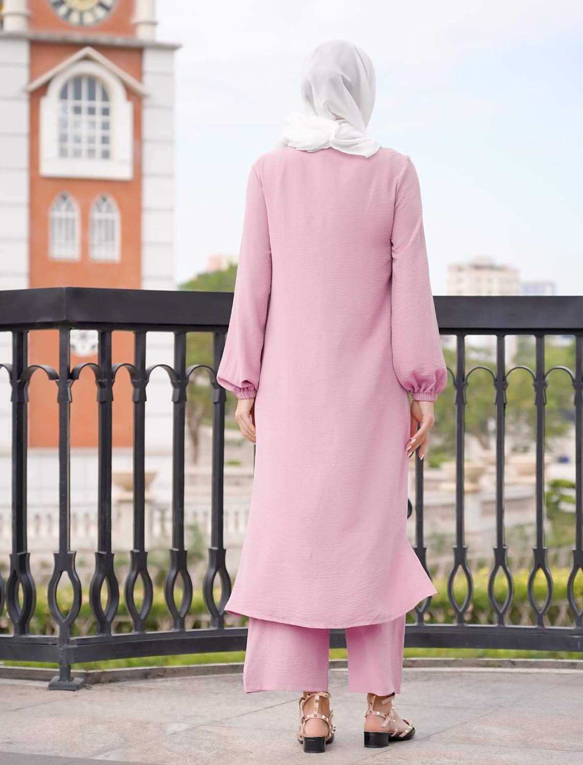 Women'S Muslim 2 Pieces Sets Long Sleeve Button down Shirt and Pants Abaya Casual Dress Dubai Outfits
