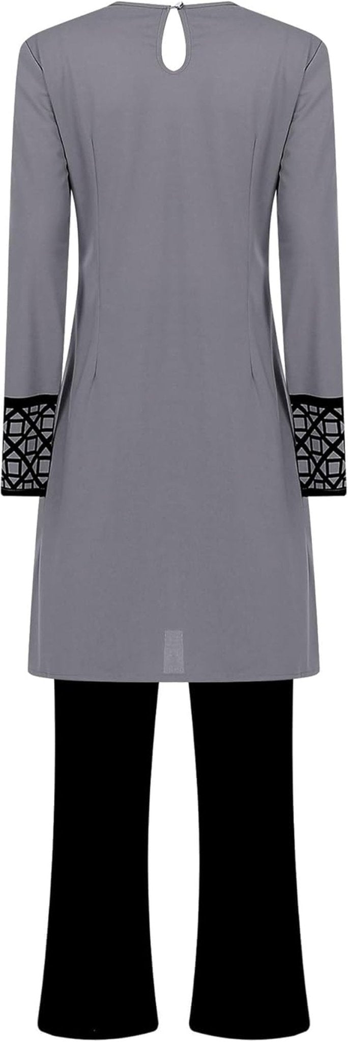 Womens Muslim Abaya 2 - Piece Suits Long Sleeve Robe with Pants Outfit Islamic Prayer Clothes Sets - WORLD TIME VISITS