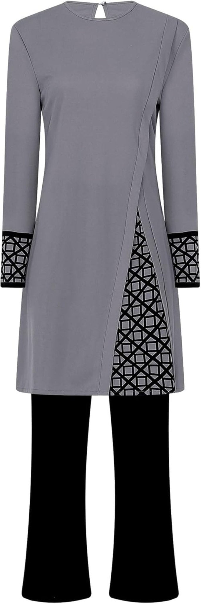 Womens Muslim Abaya 2 - Piece Suits Long Sleeve Robe with Pants Outfit Islamic Prayer Clothes Sets - WORLD TIME VISITS