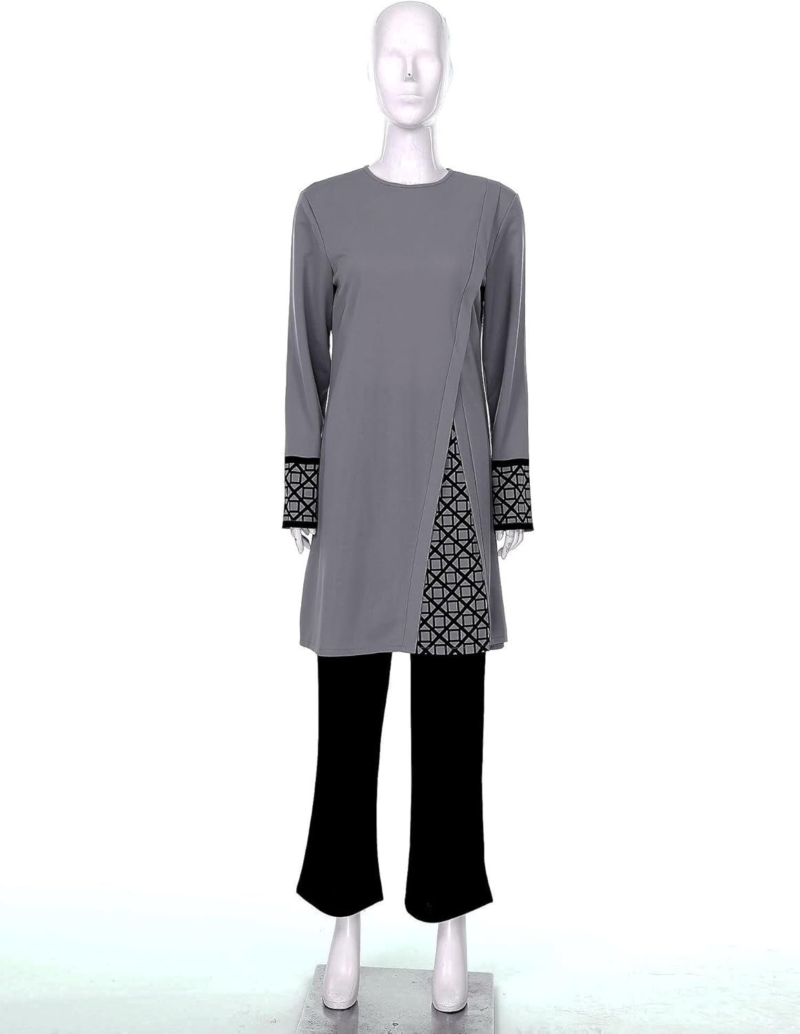 Womens Muslim Abaya 2-Piece Suits Long Sleeve Robe with Pants Outfit Islamic Prayer Clothes Sets