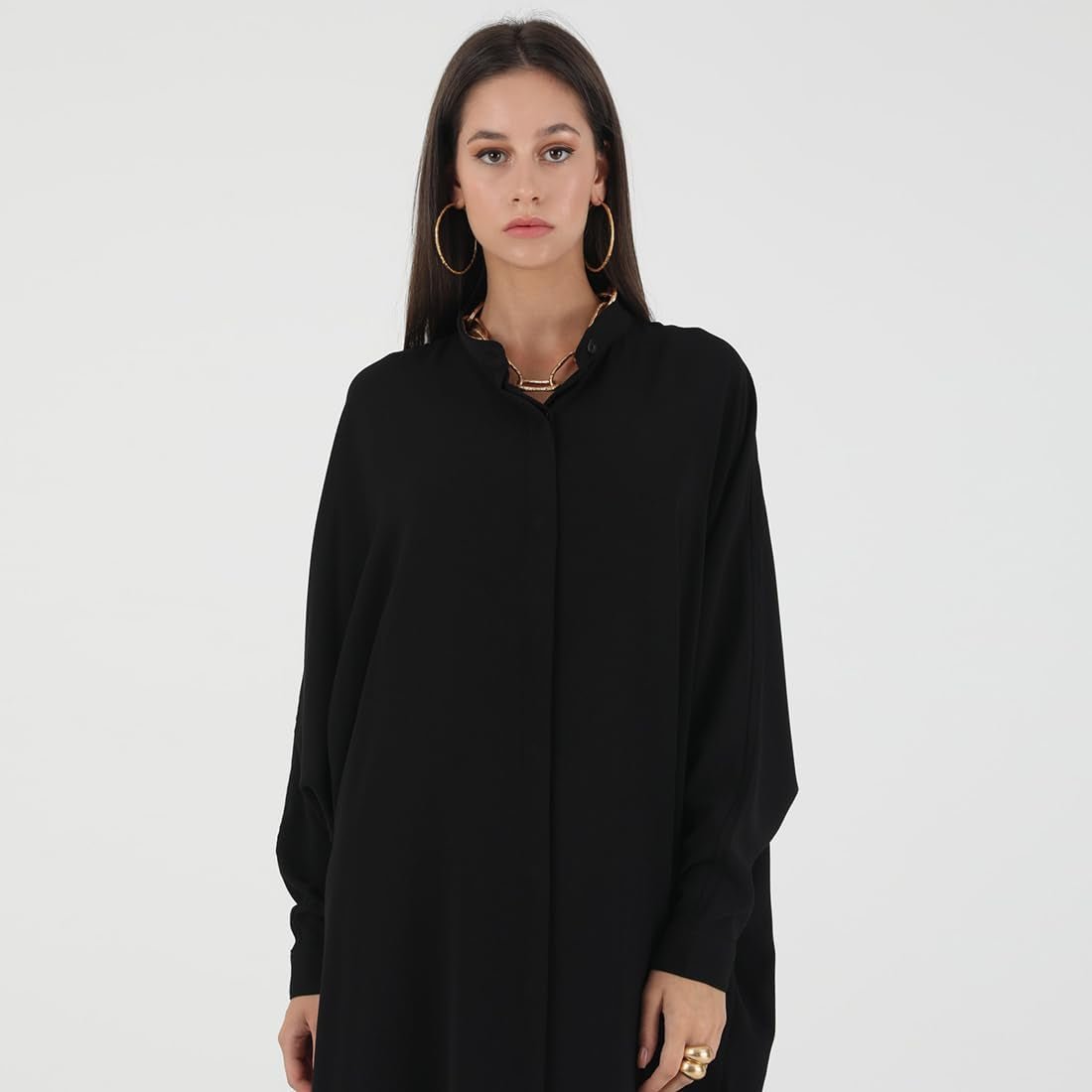 Women'S Muslim Dress Ramadan Abaya Batwing Sleeve Henley Shirt Prayer Kaftan Dubai Islamic Dress - WORLD TIME VISITS