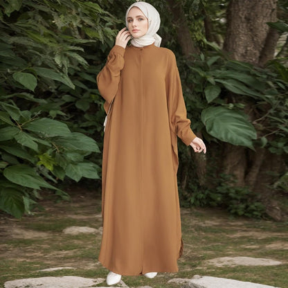 Women'S Muslim Dress Ramadan Abaya Batwing Sleeve Henley Shirt Prayer Kaftan Dubai Islamic Dress