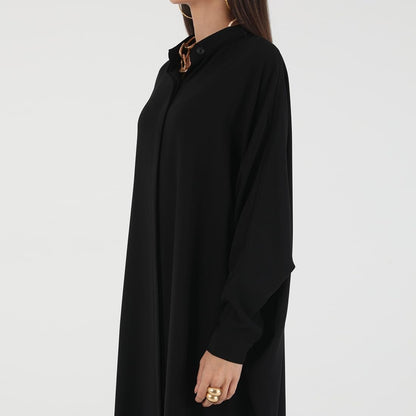 Women'S Muslim Dress Ramadan Abaya Batwing Sleeve Henley Shirt Prayer Kaftan Dubai Islamic Dress