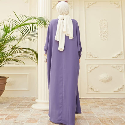 Women'S Muslim Dress Ramadan Abaya Batwing Sleeve Henley Shirt Prayer Kaftan Dubai Islamic Dress