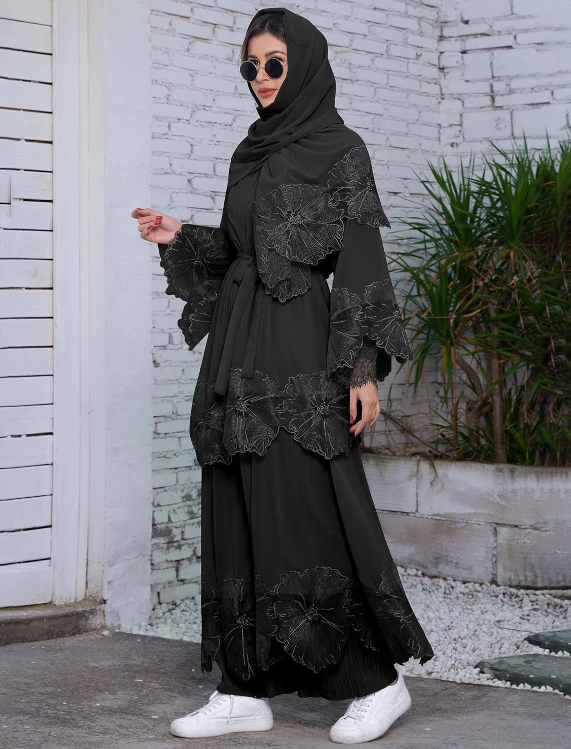 Women'S Muslim Prayer Dress Hijab Scarf Islamic Abaya Suit Two-Piece Turkey Kaftan Cardigan Dubai Full Length Dresses