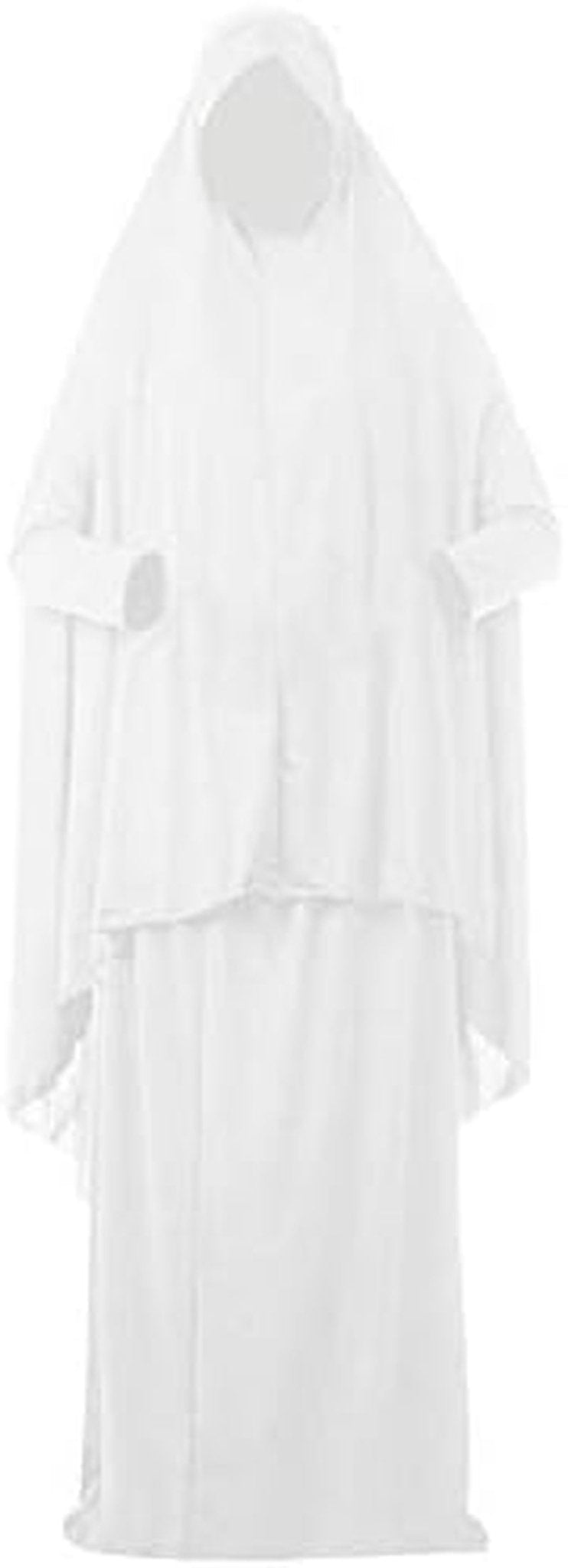 Women'S Muslim Prayer Dress Hijab Scarf Islamic Abaya Two-Piece Full Length Dress (White, L)