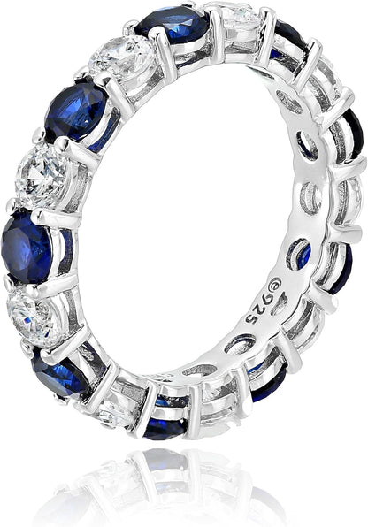 Women'S Platinum Plated Sterling Silver Clear Infinite Elements Cubic Zirconia and Created Sapphire Eternity Band Ring (Previously Amazon Collection)