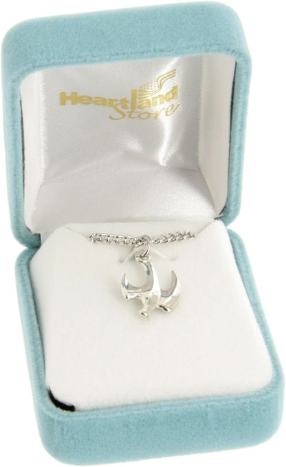 Women'S Polished Sterling Silver Descending Dove Pendant + USA Made