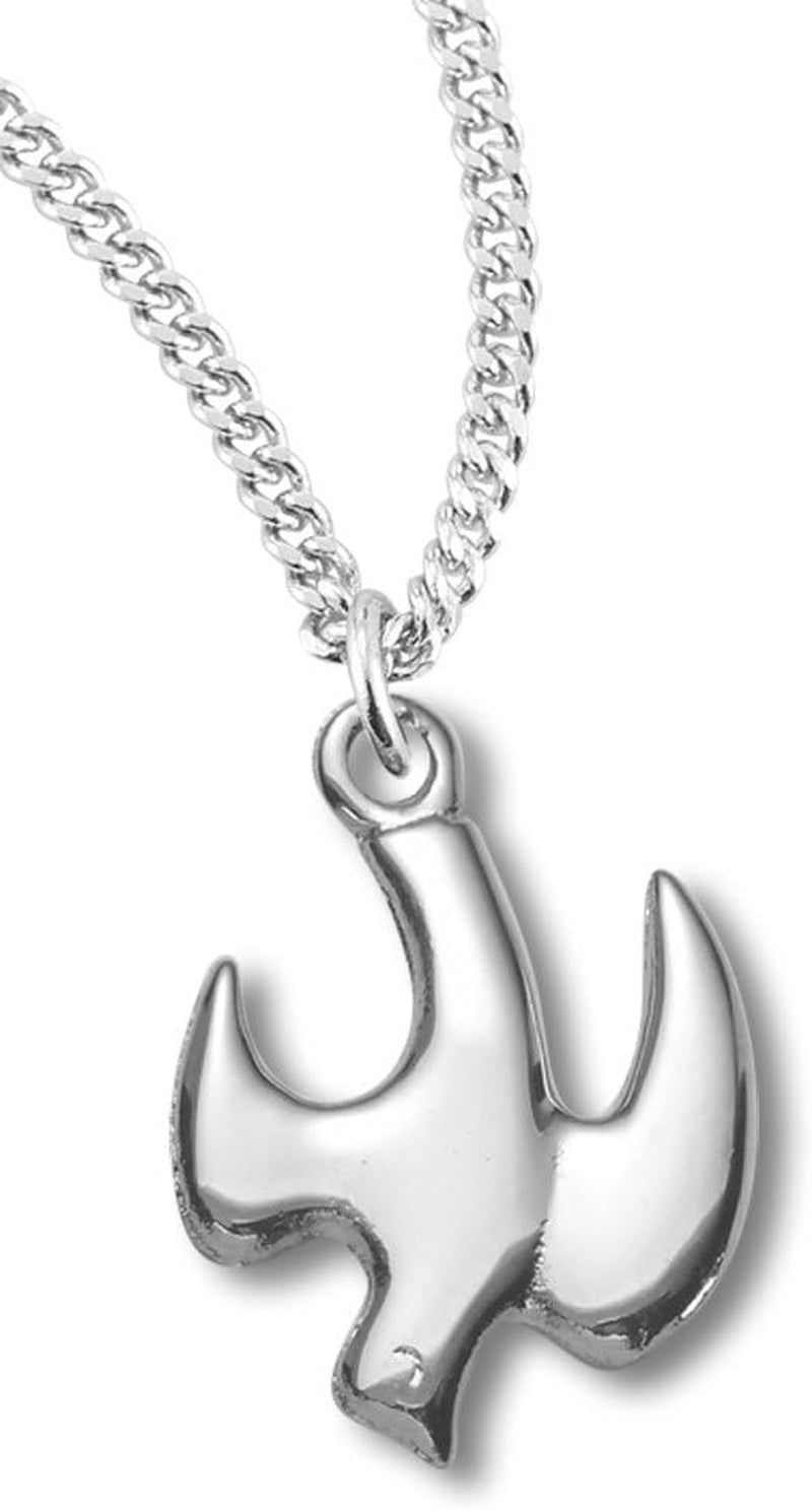 Women'S Polished Sterling Silver Descending Dove Pendant + USA Made - WORLD TIME VISITS