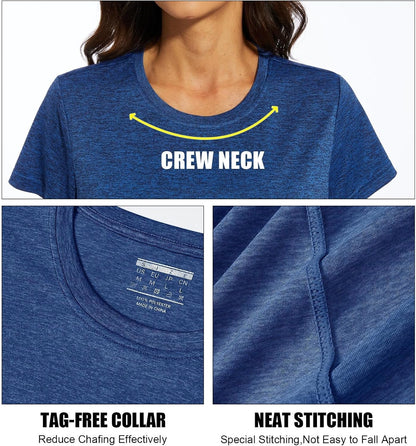 Women'S Short Sleeve Quick Dry T-Shirts Wicking Moisture Workout Athletic Running Shirts