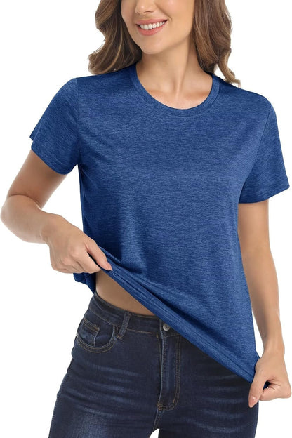 Women'S Short Sleeve Quick Dry T-Shirts Wicking Moisture Workout Athletic Running Shirts - WORLD TIME VISITS