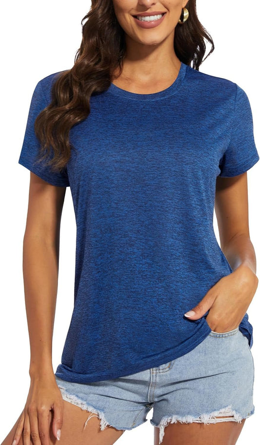 Women'S Short Sleeve Quick Dry T-Shirts Wicking Moisture Workout Athletic Running Shirts - WORLD TIME VISITS