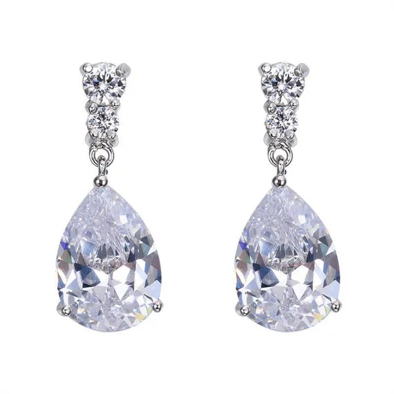 Women'S Teardrop Clear CZ Drop/Dangle Natural Gemstone Morganite Stud Drop Dangle Earrings 925 Sterling Silver Wedding Jewelry/Aquamarine/Topaz/Amethyst/Rubyemerald/Sapphire/Black&White Pink Gemstone