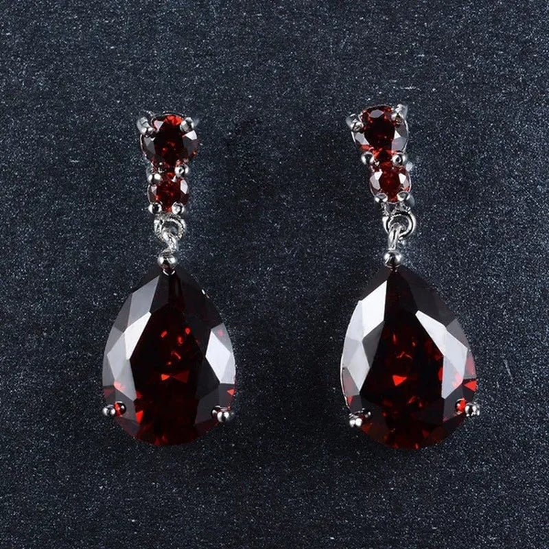 Women'S Teardrop Clear CZ Drop/Dangle Natural Gemstone Morganite Stud Drop Dangle Earrings 925 Sterling Silver Wedding Jewelry/Aquamarine/Topaz/Amethyst/Rubyemerald/Sapphire/Black&White Pink Gemstone