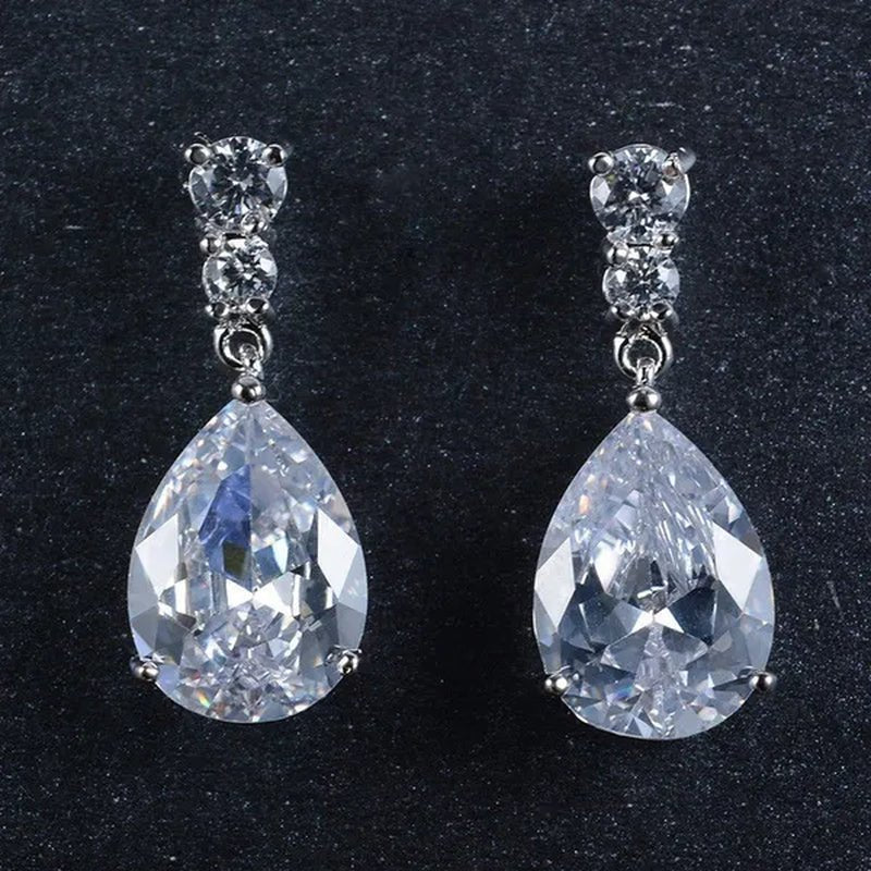 Women'S Teardrop Clear CZ Drop/Dangle Natural Gemstone Morganite Stud Drop Dangle Earrings 925 Sterling Silver Wedding Jewelry/Aquamarine/Topaz/Amethyst/Rubyemerald/Sapphire/Black&White Pink Gemstone