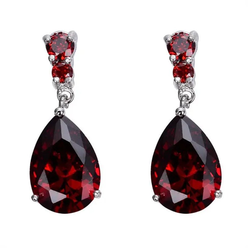Women'S Teardrop Clear CZ Drop/Dangle Natural Gemstone Morganite Stud Drop Dangle Earrings 925 Sterling Silver Wedding Jewelry/Aquamarine/Topaz/Amethyst/Rubyemerald/Sapphire/Black&White Pink Gemstone - WORLD TIME VISITS