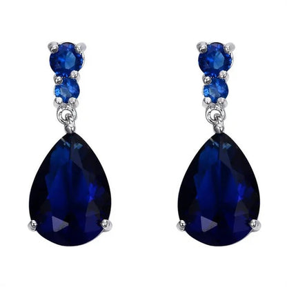 Women'S Teardrop Clear CZ Drop/Dangle Natural Gemstone Morganite Stud Drop Dangle Earrings 925 Sterling Silver Wedding Jewelry/Aquamarine/Topaz/Amethyst/Rubyemerald/Sapphire/Black&White Pink Gemstone - WORLD TIME VISITS