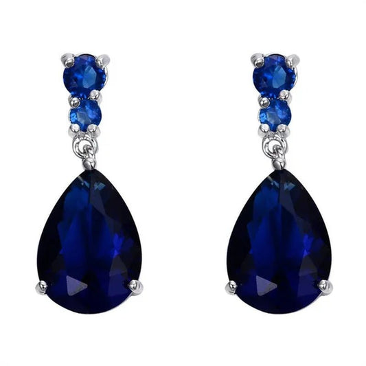 Women'S Teardrop Clear CZ Drop/Dangle Natural Gemstone Morganite Stud Drop Dangle Earrings 925 Sterling Silver Wedding Jewelry/Aquamarine/Topaz/Amethyst/Rubyemerald/Sapphire/Black&White Pink Gemstone - WORLD TIME VISITS
