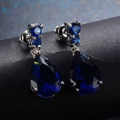 Women'S Teardrop Clear CZ Drop/Dangle Natural Gemstone Morganite Stud Drop Dangle Earrings 925 Sterling Silver Wedding Jewelry/Aquamarine/Topaz/Amethyst/Rubyemerald/Sapphire/Black&White Pink Gemstone
