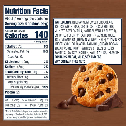 Wonders of the World Belgian Chocolate | Bite-Size Cookies with Chocolate Chips in a Resealable 7 Oz Bag