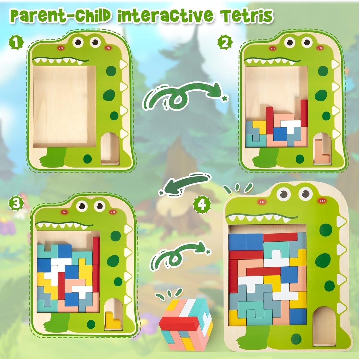 Wooden Blocks Puzzle Brain Toy for Kids Montessori STEM Educational Toy Pattern Blocks Gift for 3 4 5 6 7 Year Old Boys Girls - WORLD TIME VISITS