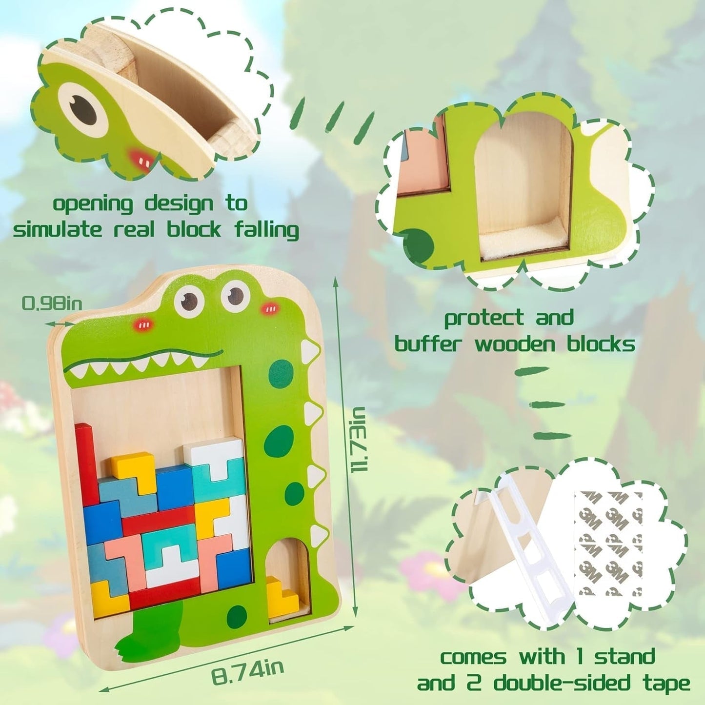 Wooden Blocks Puzzle Brain Toy for Kids Montessori STEM Educational Toy Pattern Blocks Gift for 3 4 5 6 7 Year Old Boys Girls