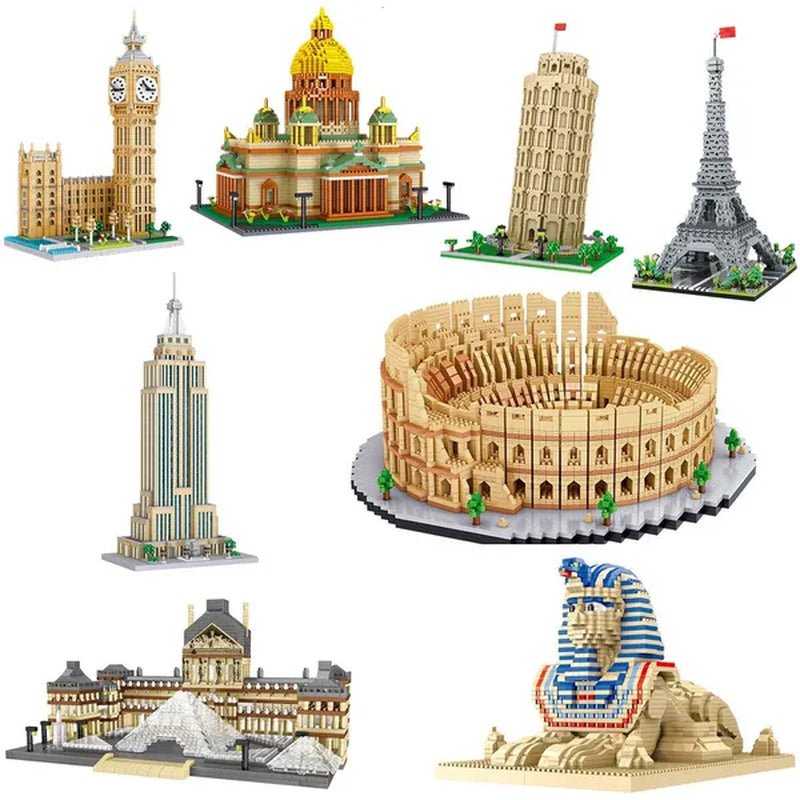 World Architecture Colosseum Leaning Tower Louvre Museum Cathedral Museum Church 3D Model DIY Mini Diamond Blocks Bricks Building Toy for Children Gift No Box - WORLD TIME VISITS