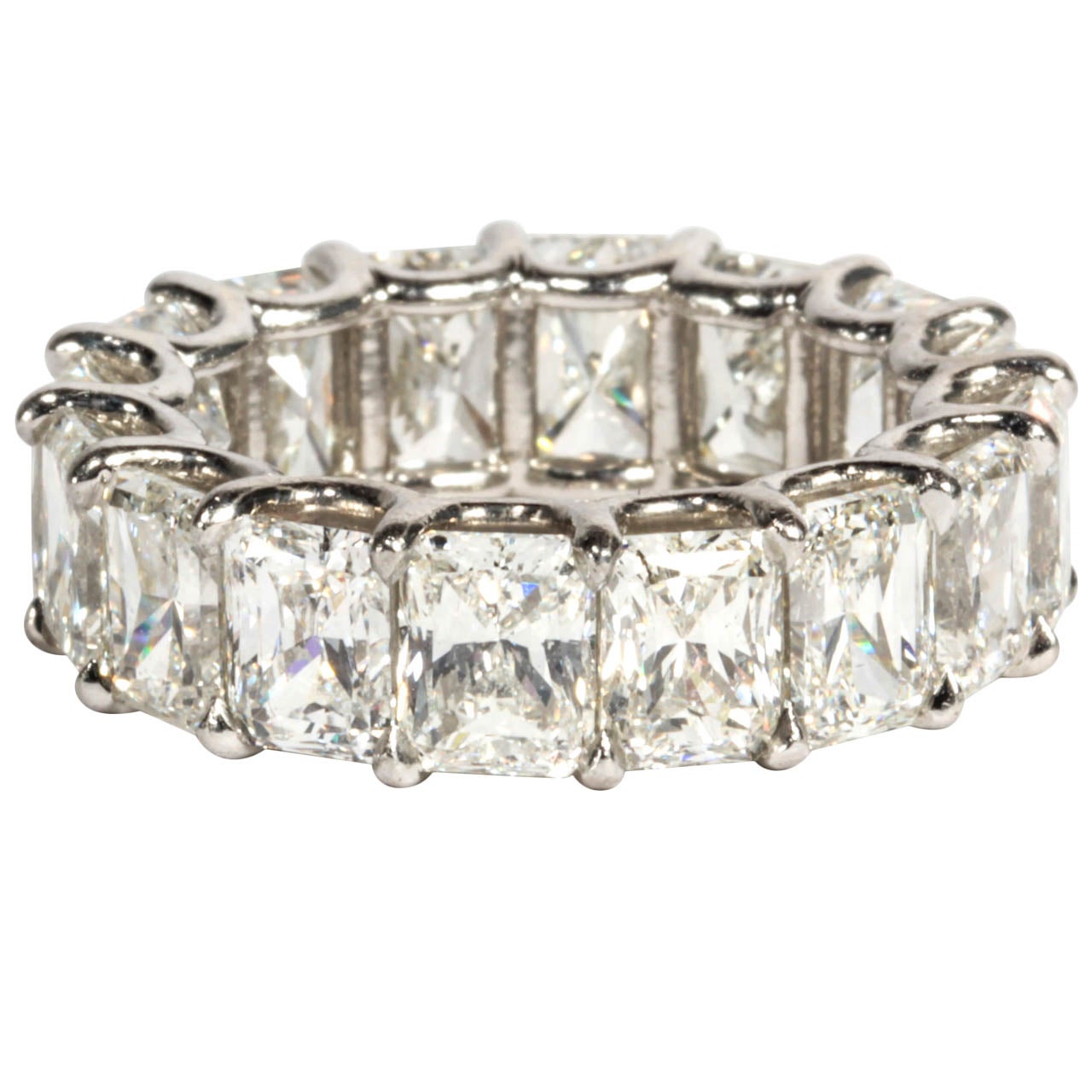 12.50 Carat Radiant Cut Diamond Eternity Band Platinum Wedding Ring