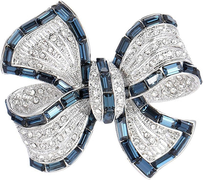 Yeapyeap Bow Brooches for Women Girl - Austrian Rhinestone Scarf Pin for Ladies Wedding Bouquet Broach for Birthday, Christmas, Anniversary（Silver） - WORLD TIME VISITS
