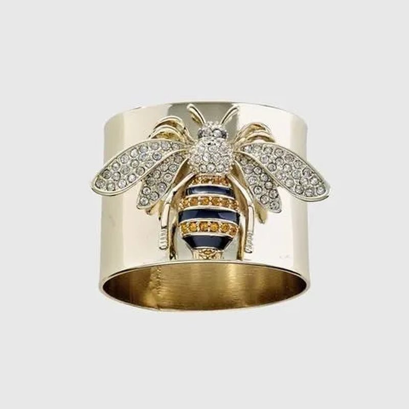 YOHAPP Unique Steam Punk Jewelry Gold Plated Diamond Bee Ring Bee Jewelry Wide Band Ring for Women Anniversary Gift