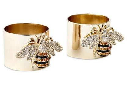 YOHAPP Unique Steam Punk Jewelry Gold Plated Diamond Bee Ring Bee Jewelry Wide Band Ring for Women Anniversary Gift