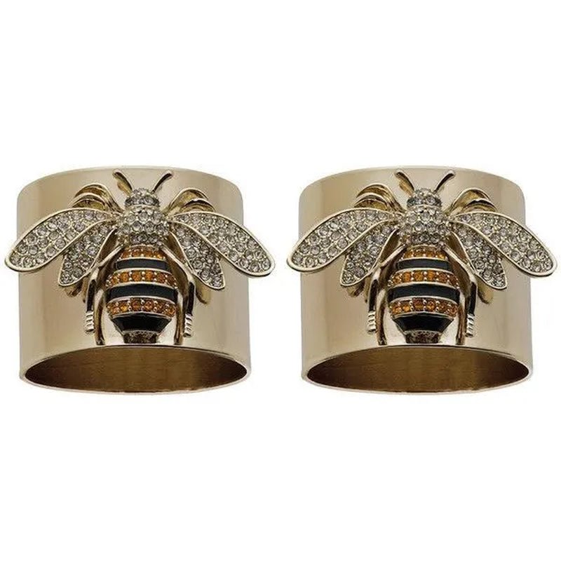 YOHAPP Unique Steam Punk Jewelry Gold Plated Diamond Bee Ring Bee Jewelry Wide Band Ring for Women Anniversary Gift - WORLD TIME VISITS