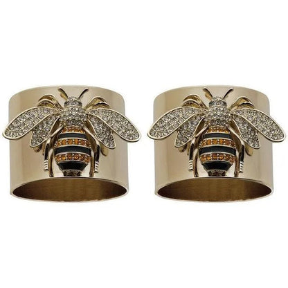 YOHAPP Unique Steam Punk Jewelry Gold Plated Diamond Bee Ring Bee Jewelry Wide Band Ring for Women Anniversary Gift - WORLD TIME VISITS